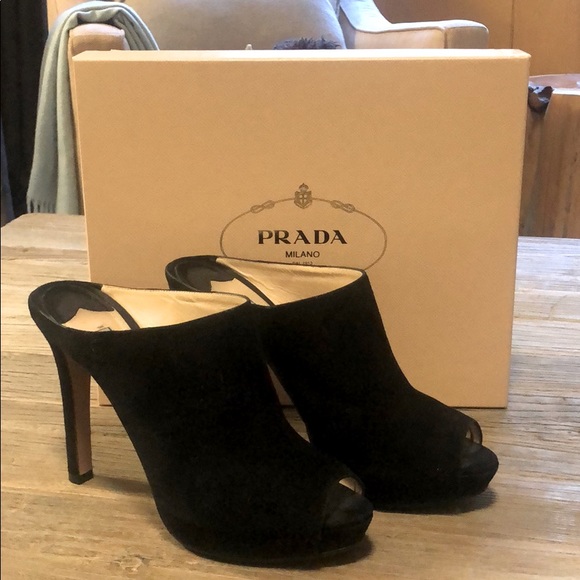 Authentic Prada Black Suede Mules - Picture 3 of 8